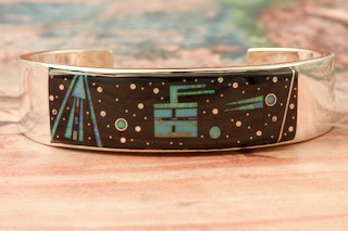 Calvin Begay Night Sky Sterling Silver Navajo Bracelet